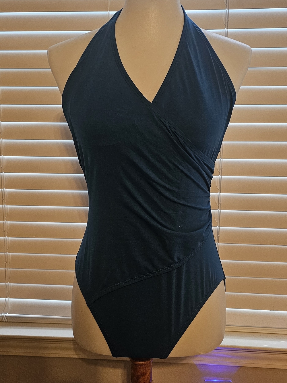 Anne Cole Black Halter One-Piece Swimsuit